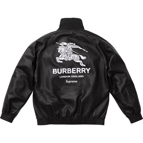 supreme x burberry puffer jacket|Burberry leather track jacket.